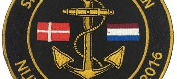 Broderet mærket til Søværnet. Vi har i samme omgang lavet T-shirts med tryk til deltagerne i Nijmegenmarchen 2016
